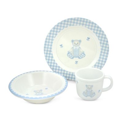 Reed & Barton Gingham Bear 3 Piece Dinner Set - Borsheims